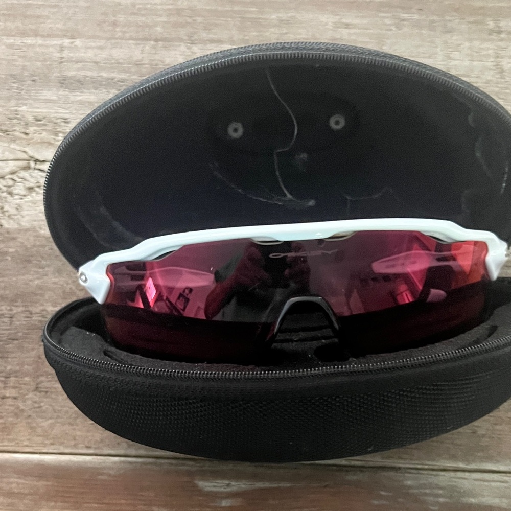 Oakley White and Red Sports Glasses